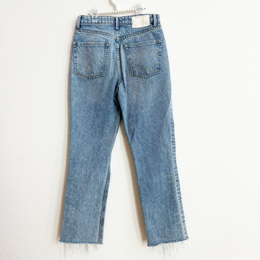 GRLFRND Women’s Karolina Jeans High Rise Straight Crop Larchmont W/ Rips 25 - Picture 6 of 10